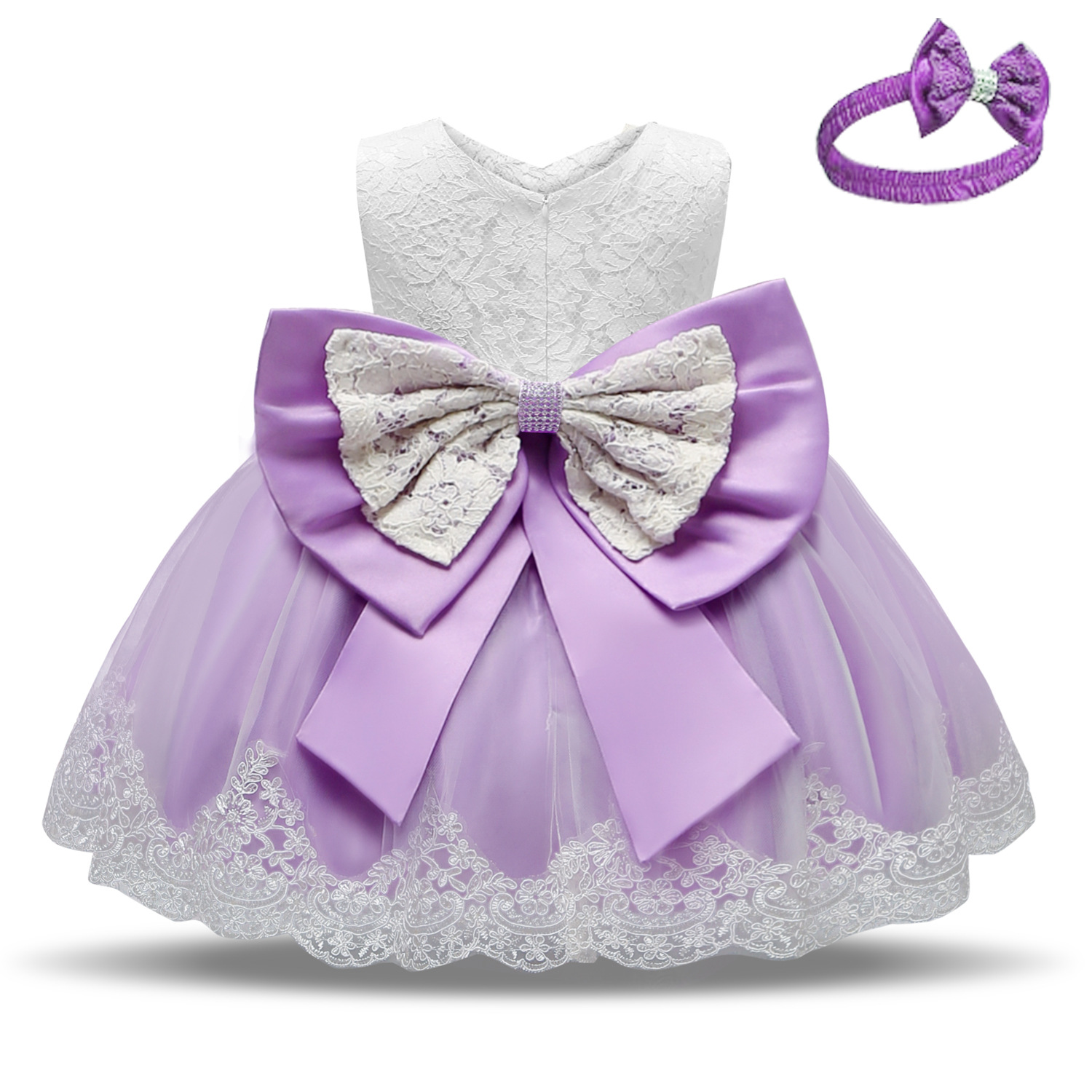 Fashion Color Block Big Bow Cotton Blend Polyester Girls Dresses display picture 1