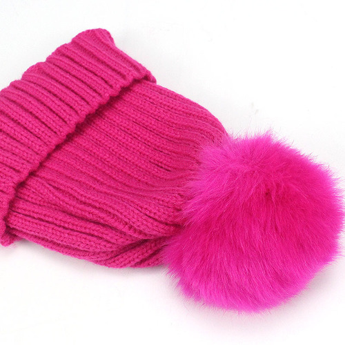 Children's knitted woolen hat, cute warm beanie, fake ball hat, cross-border foreign trade artificial ball hat