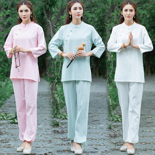 Women's yoga meditation clothing tea zen clothes Cotton and linen Zen women's suit Two-piece Chinese style Buddhist clothing