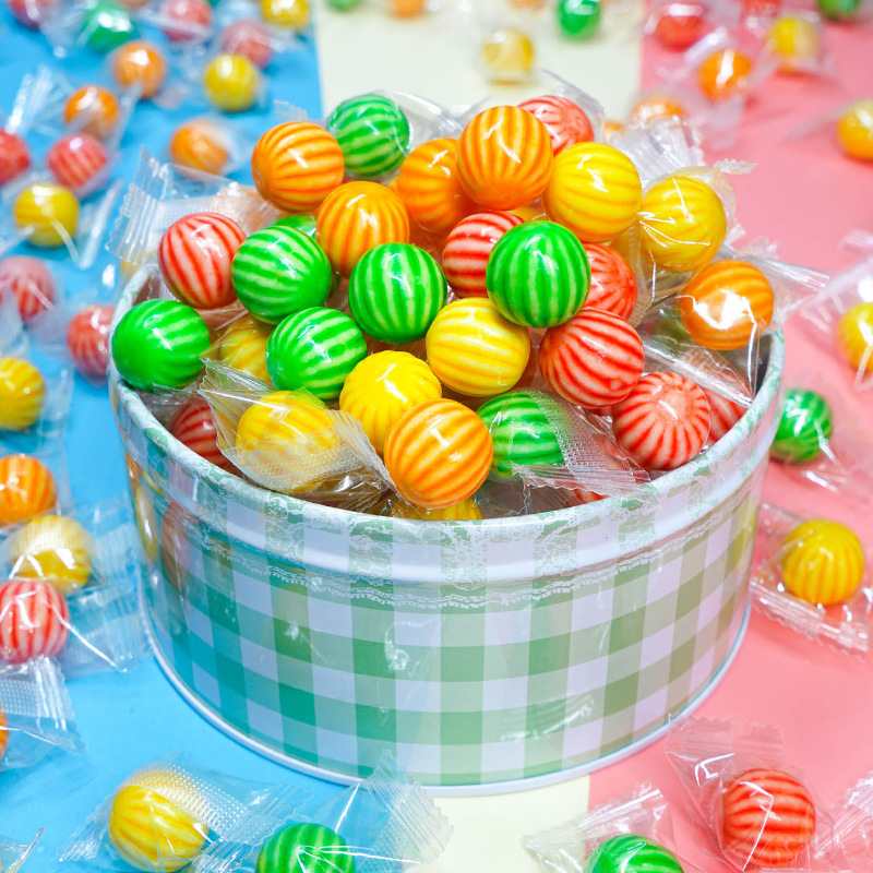 Internet celebrity colorful ball bubble gum 500g watermelon shape fruit flavor small candy chewing gum classic nostalgic snack wholesale