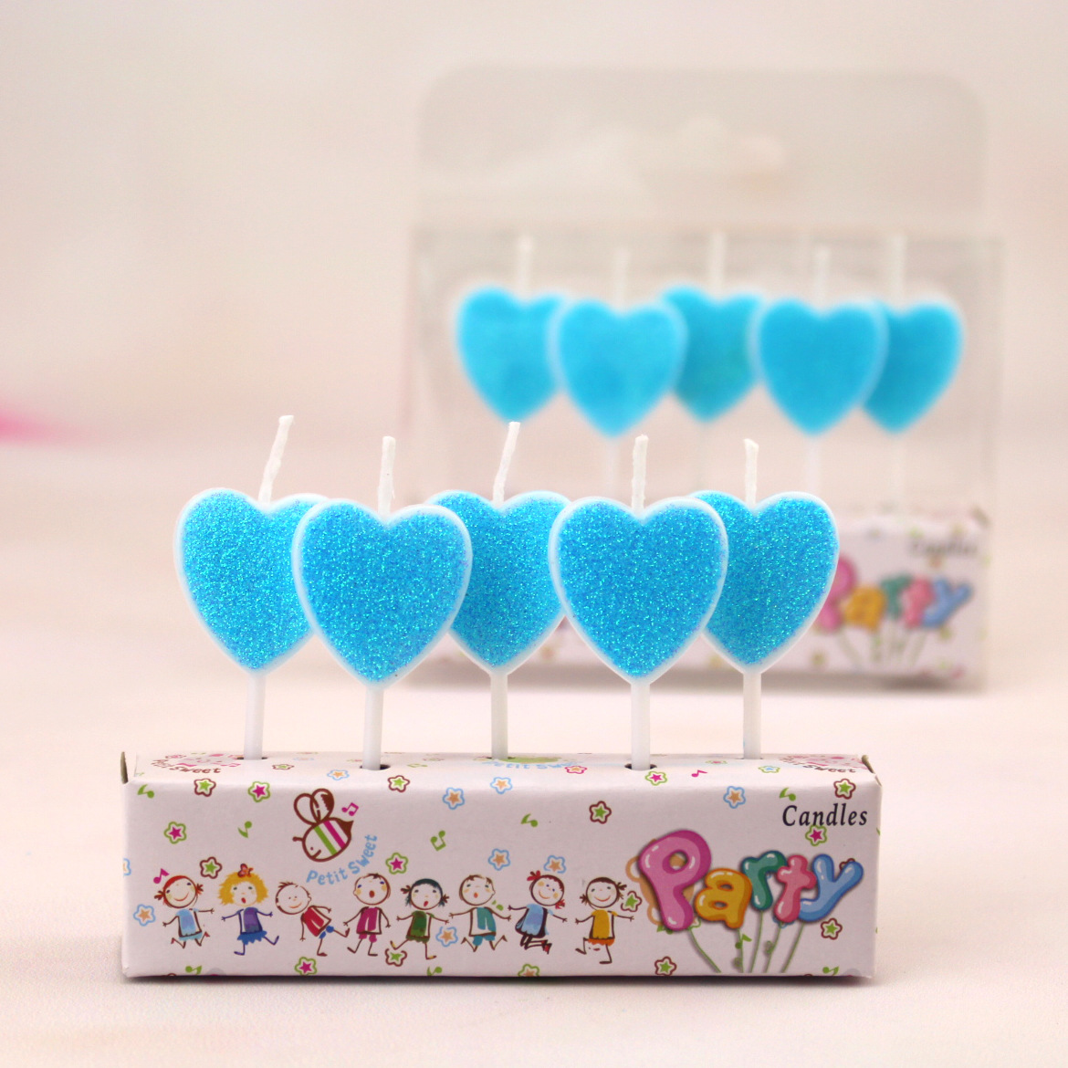 Día de San Valentín polvo de oro vela de feliz cumpleaños pastel de horneado romántico estrella de cinco puntas rosa dorado vela de amor al por mayor