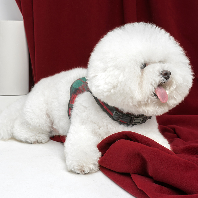 TUFFHOUND宠物胸背背心式羊毛时尚格子中大型犬狗背带宠物用品