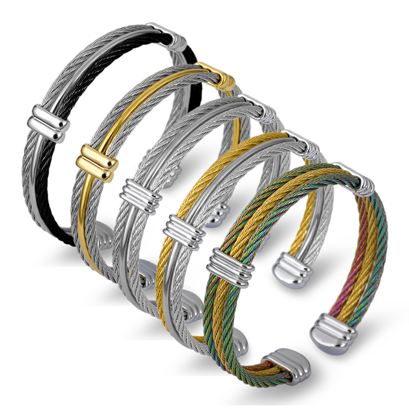 Holiday Occasion 304 Stainless Steel Material Retro Color Block Stainless Steel Plating Vacuum Plating Men's Bangle Men Cuff & Bangle