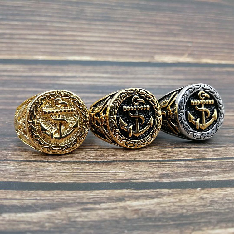 1 Piece Quantity Retro Color Block Titanium Steel Men's Rings