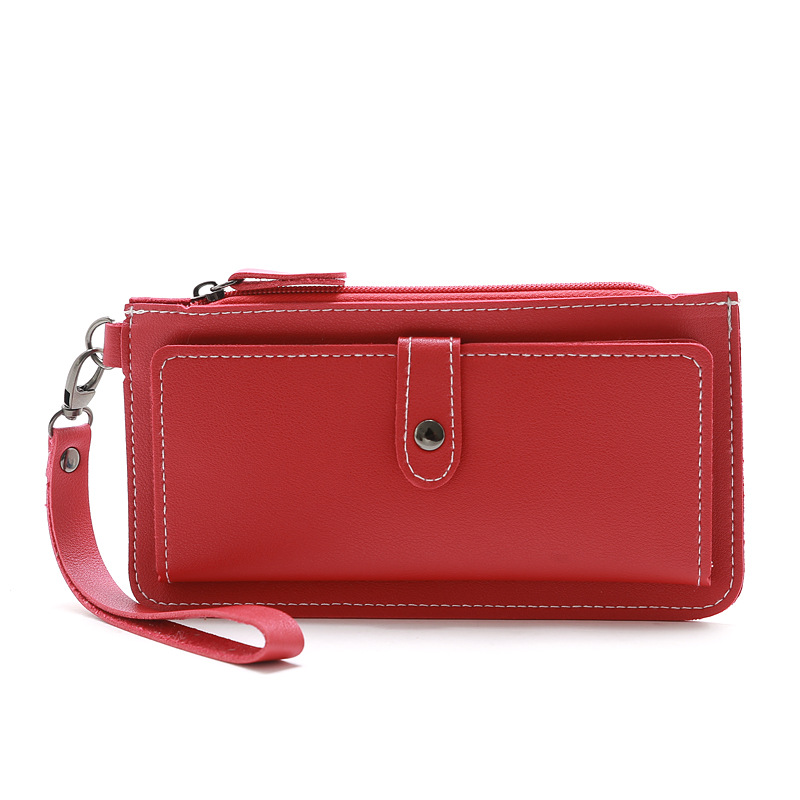 116g Weight Zipper Closure Type Business, Travel Occasion Pu Leather Material Solid Color Pattern Women'S Gender Square Shape Light Grey, Dark Grey, Rose Red, Pink, Red, Green, Blue, Gold, Black Color Fashion Multi-function Zipper Multi-card Buckle Wallet 28