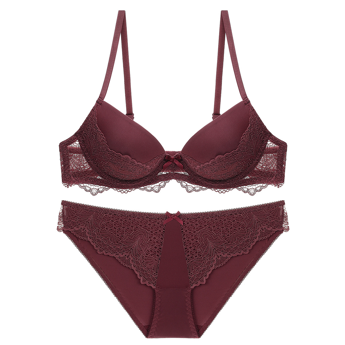 Ensemble de soutien-gorge en dentelle pour filles, sous-vêtements épais, Sexy, pour femmes, 1708_voghion.com
