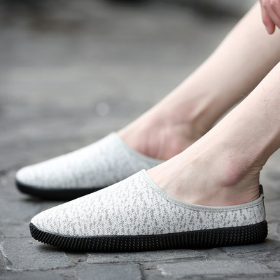 Shower Room Antiskid slippers fashion man Semi slipper Baotou leisure time Flax Trend Lazy man shoes