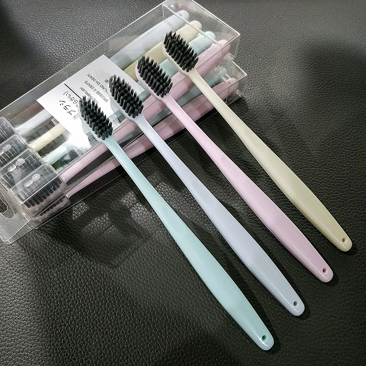 無印同款竹炭軟毛大頭牙刷4支裝 日式糖果色成人軟毛牙刷廠家直銷