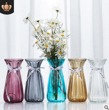 批发玻璃花瓶彩色简约花瓶插花器家居装饰水培容器花瓶摆件