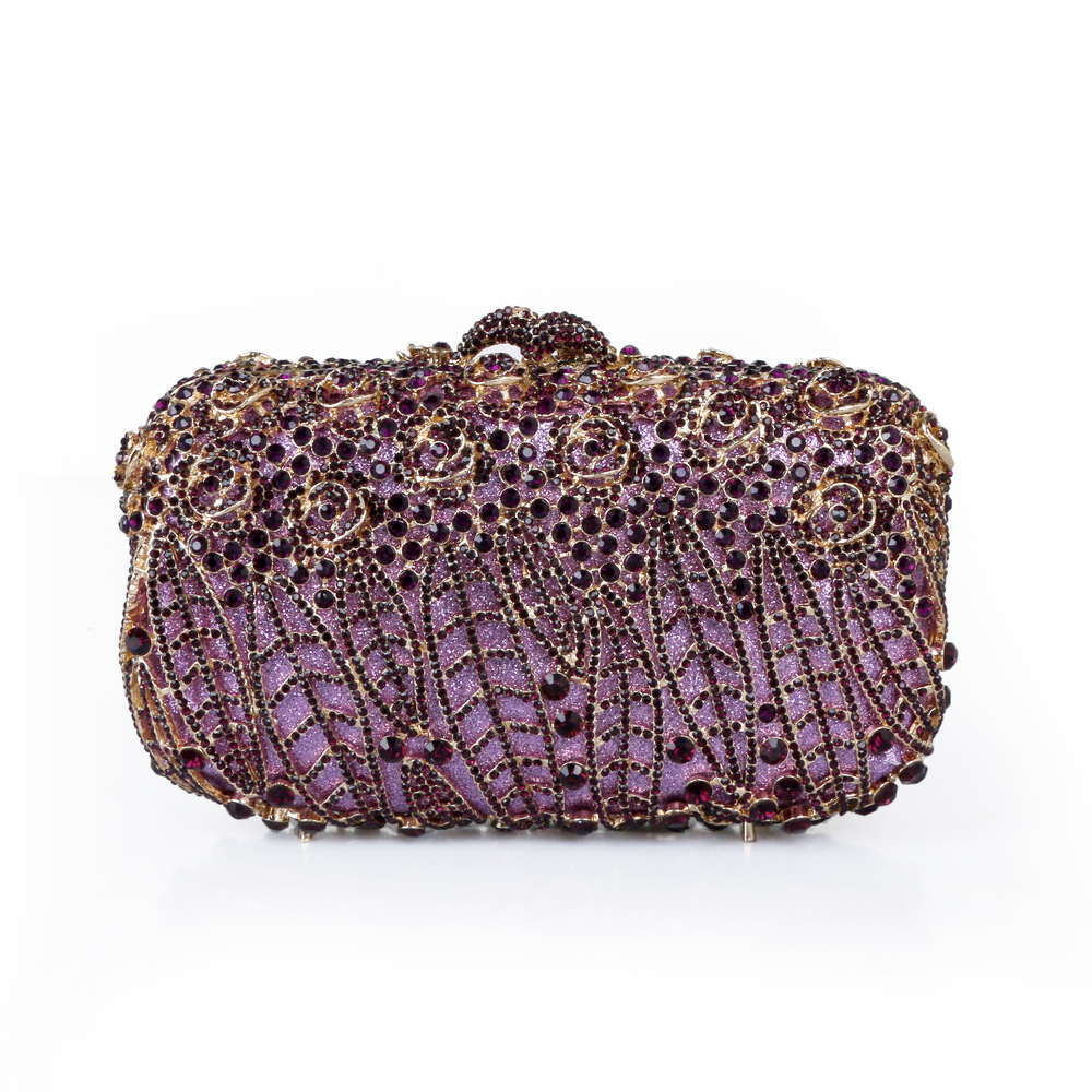 Bolsas de banquete de damas europeas y americanas no vacías de metal rosas de diamantes bolsas de cena de cristal hechas a mano con diamantes Aliexpress