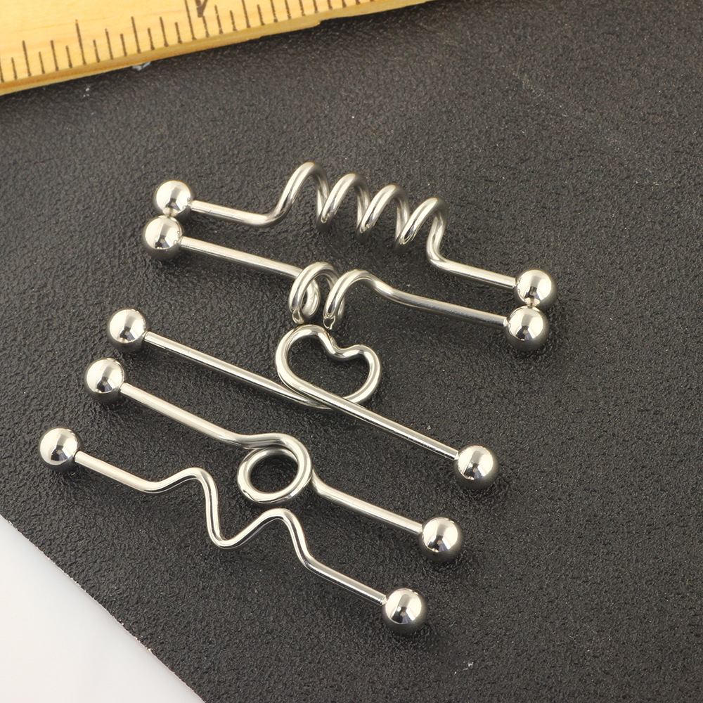 5-Piece Industrial Earring Set Long Rod Piercing Earrings Stainless Steel Ear Cartilage Jewelry Set detail image 15