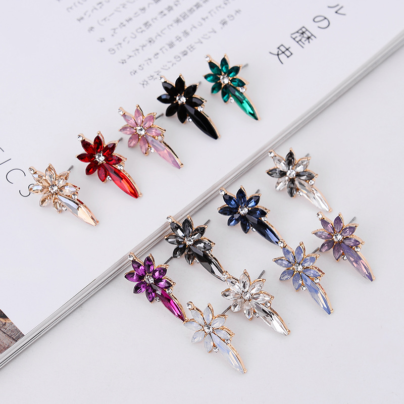 1 Pair Fashion Flower Alloy Plating Artificial Pearls Rhinestones Women's Drop Earrings display picture 8