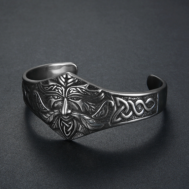 Totem Pattern Punk Totem 304 Stainless Steel Plating Men'S Bangle Men Cuff & Bangle