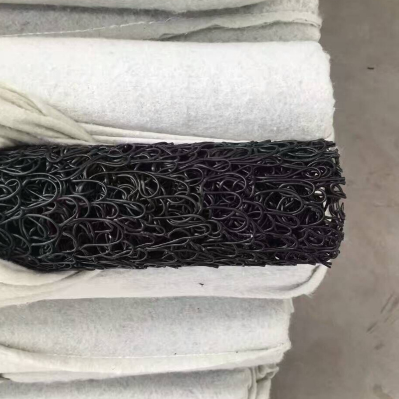 塑料盲沟黑色地下建筑隧道排水盲沟包裹土工布草坪天台花园集排水