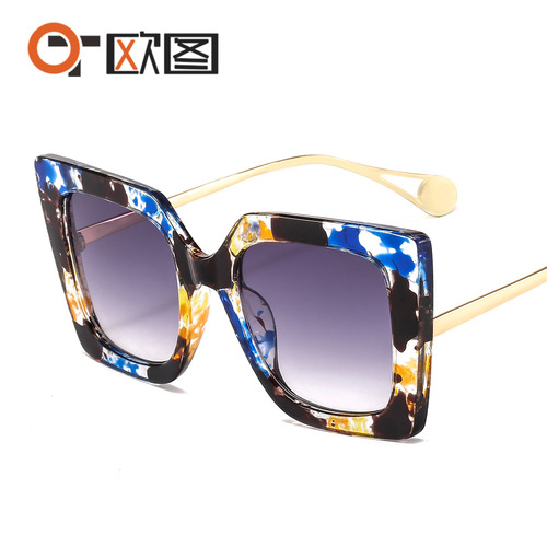 New Fashion Sunglasses 1916 European and American Style Large Square Sunglasses Cross-border Trendy Flat Glasses Wholesale