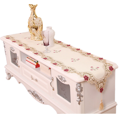 1018 Deep European Country Embroidered Table Flag Fabric Bed Flag TV Stand Cover, Dinner Plate & Mug Mat, Factory Direct Sale