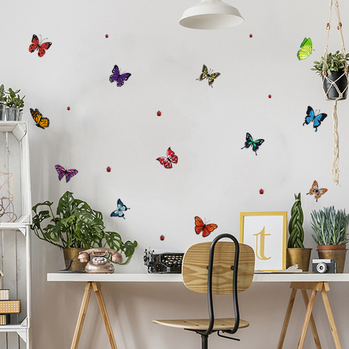 New Small Butterfly Wall Sticker DIY Colorful Small-Sized Butterfly Home Decor Nine Butterflies Small Sticker