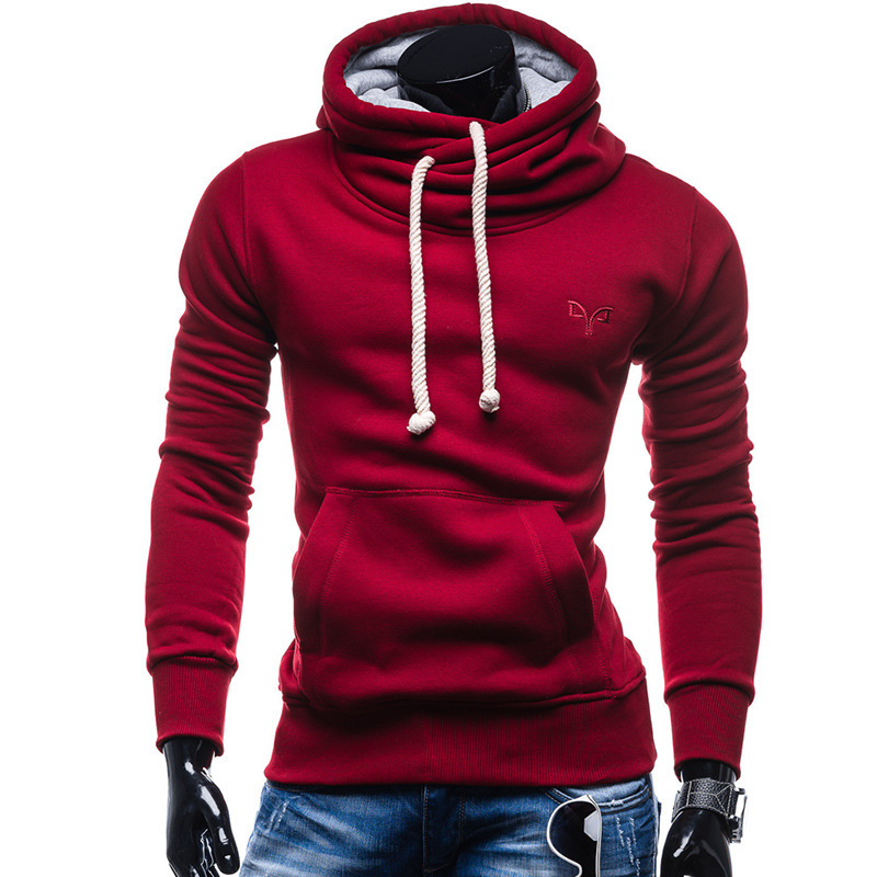 2024 Men's Solid Color Sheep Horn Embroidered Fashion Simple Pullover Hoodie Sweater_voghion.com
