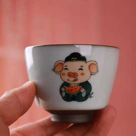 景德镇手工陶瓷杯 官窑手工手绘款名品茶杯 颜色釉彩绘茶杯