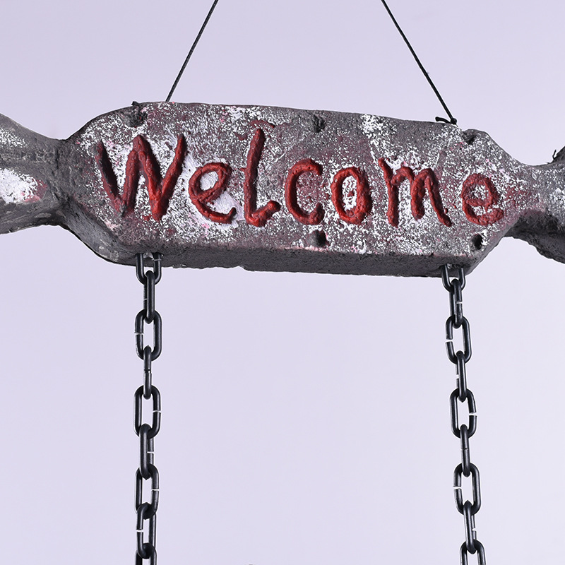 Halloween props novio novia cráneo puerta colgante Secret Room Bar casa hechizada diseño Bienvenido horror Decoración