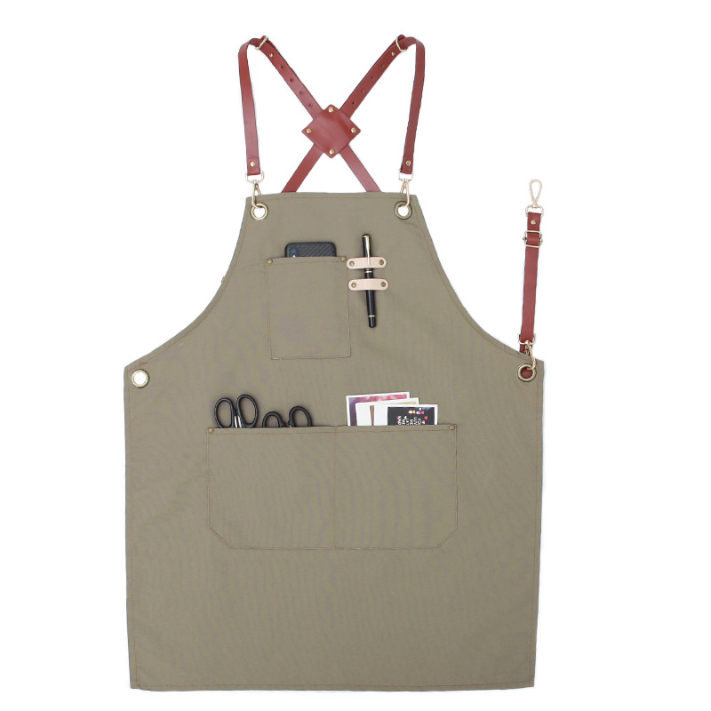 Delantal logotipo personalizado moda Coreana lienzo antifouling Barbero café leche tienda de té Cocina Ropa trabajo en casa para las mujeres