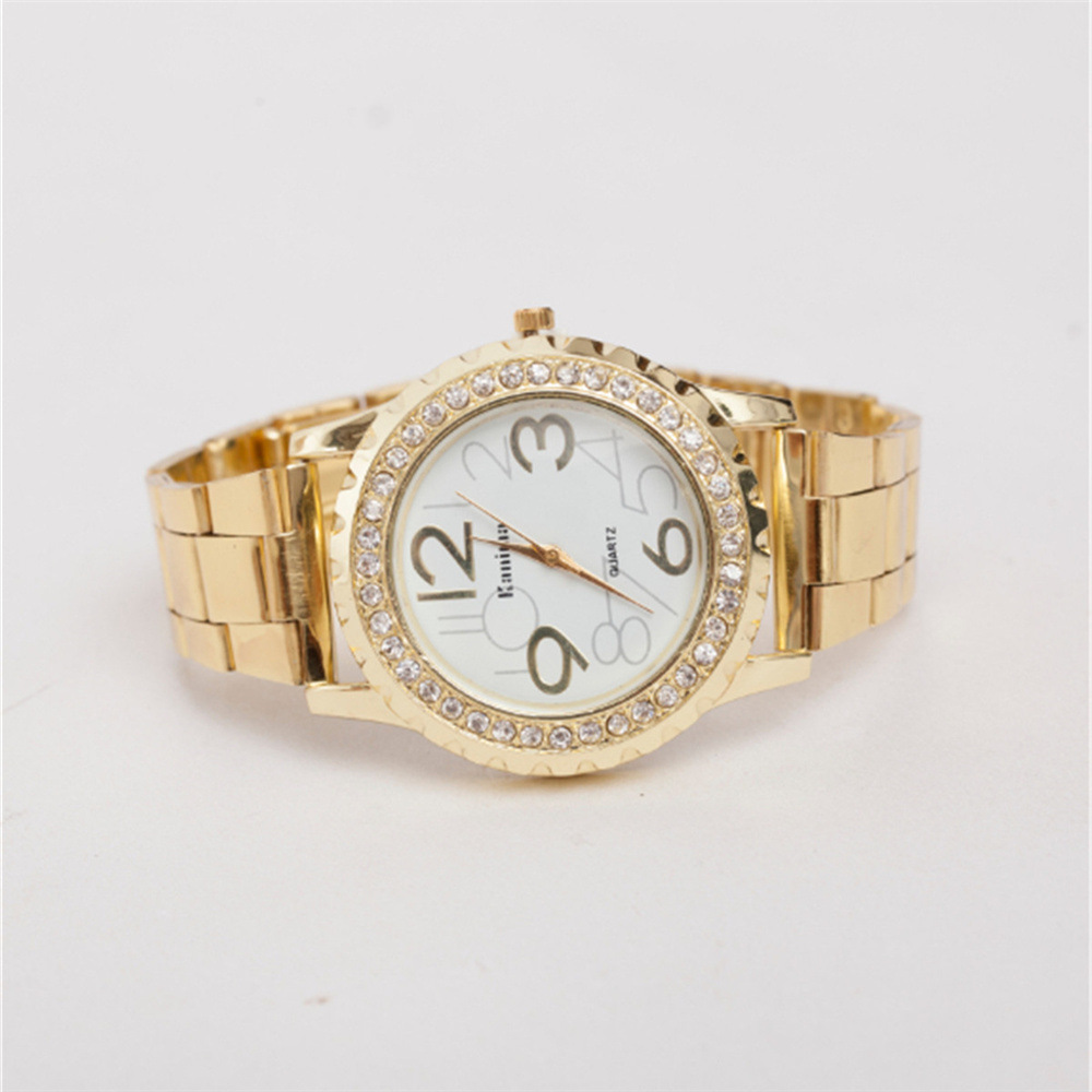 Wish Explosive Fashion Ladies Alloy Diamond Watch Gear Steel Belt Quartz Watch Men's Watch Factory Direct Supply