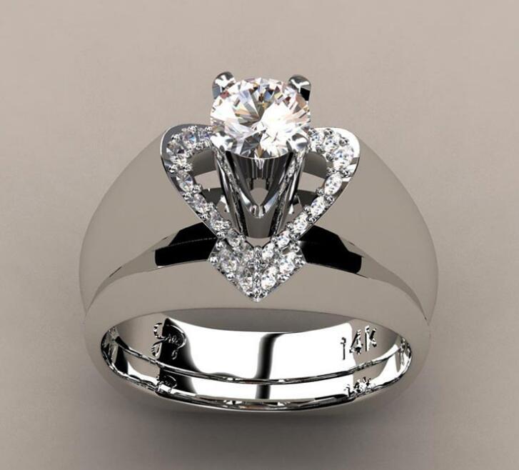 En Gros Bijoux Élégant Dame Forme De Coeur Alliage Zircon Incrustation Anneaux display picture 5