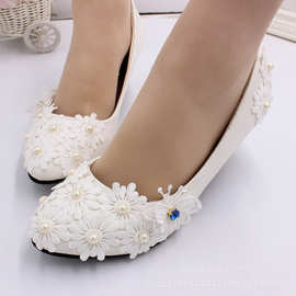 新品时尚白色婚鞋现货批发 新娘婚纱礼服中高跟婚鞋BH156