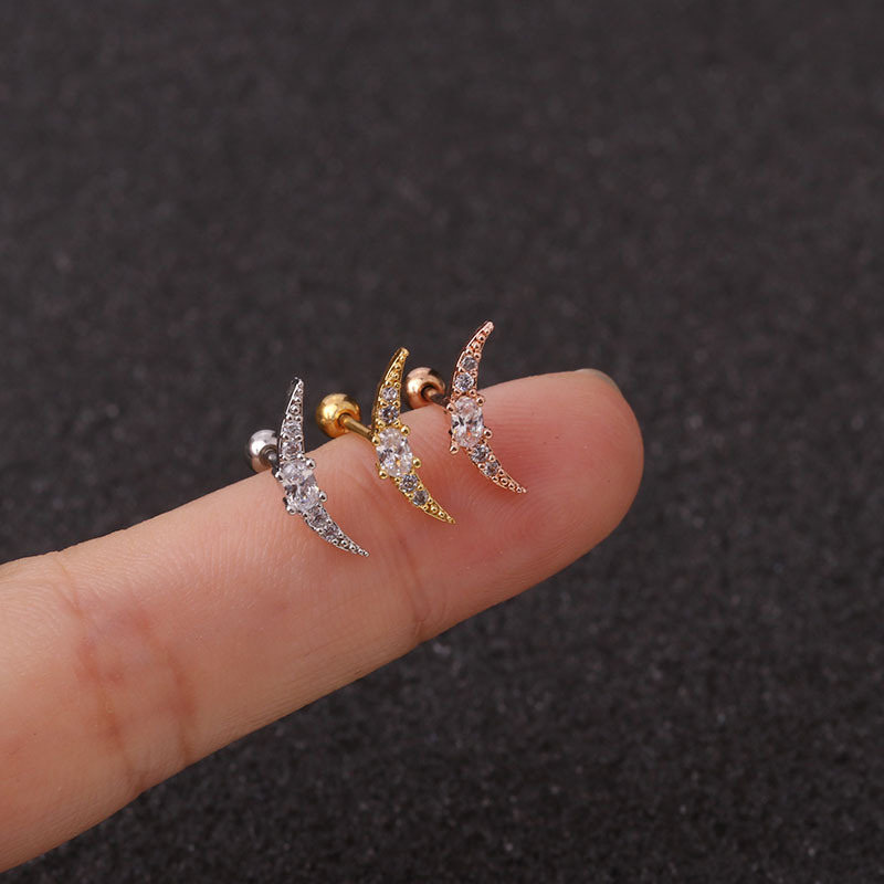 Ear Cartilage Rings & Studs Star 316 Stainless Steel  Copper Zircon display picture 1
