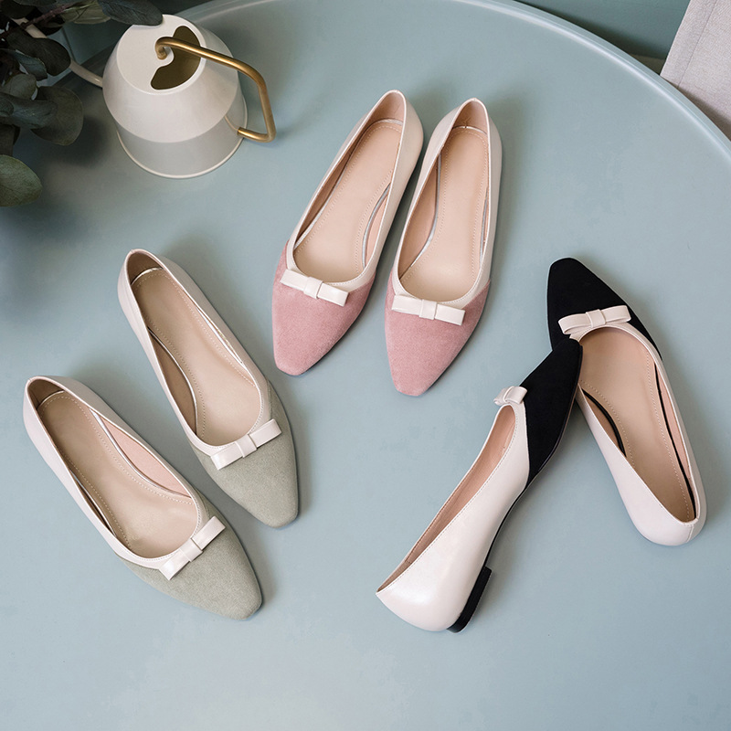 2019 Spring and summer new pattern leisure time Women's Shoes fashion Single shoes Flat heel 43 Large comfortable Suede Korean Edition Tip 32 Small code