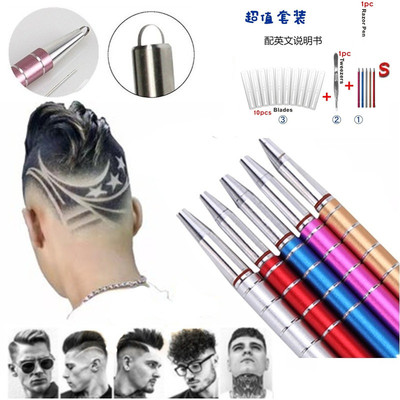 Hairdressing Carving pen Magic Nick hairstyle Stainless steel Pen knife Europe Haircut Razor blade suit