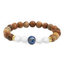 跨境饰品阴阳八卦手链 图画石地图石串珠手链男女 CrownBracelet