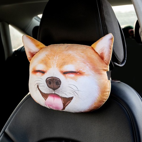 Car head 3D cartoon car headrest car neck pillow plush cute car seat interior supplies