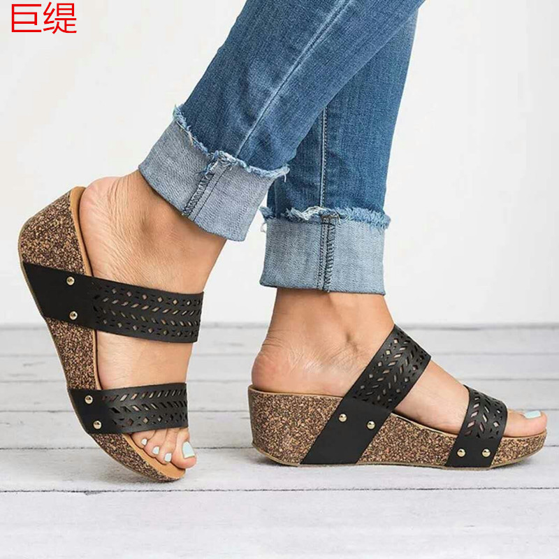 Spring and autumn wish express Amazon independent station Joom eabay foreign trade large light soled laser sandals for women