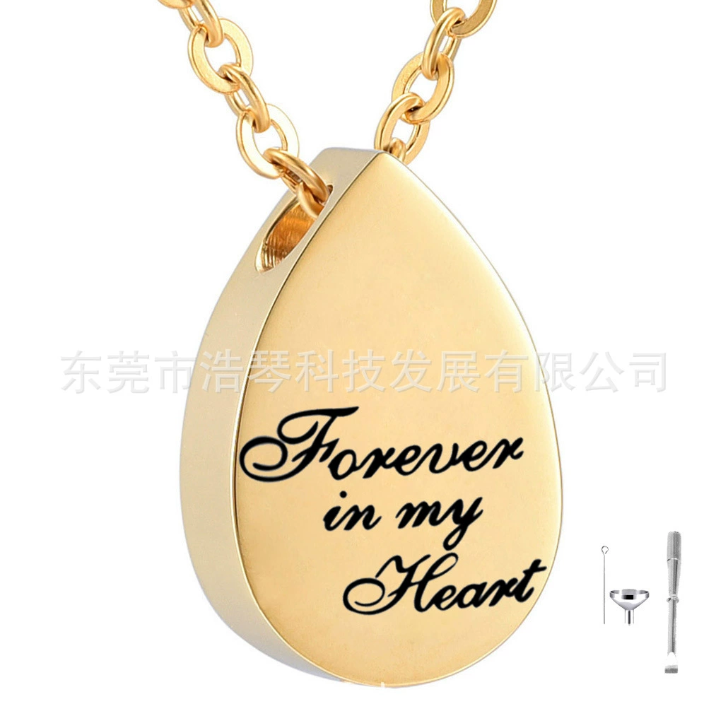 Трансграничная электронная коммерция из нержавеющей стали Золотая КАПЛЕВИДНАЯ открытая шкатулка для пепла кулон ожерелье для пепла для домашних животных флакон духов