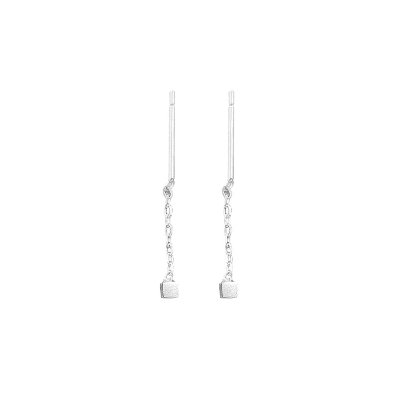 S925 pendientes de plata esterlina estilo coreano simple pendientes cuadrados pendientes de moda elegante de las mujeres