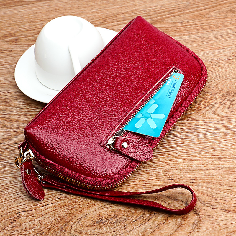 2019 neue top schicht rindsleder brieftasche, frauen lange leder multifunktionale handtasche mit einfachen reißverschluss, handy tasche, brieftasche_voghion.com