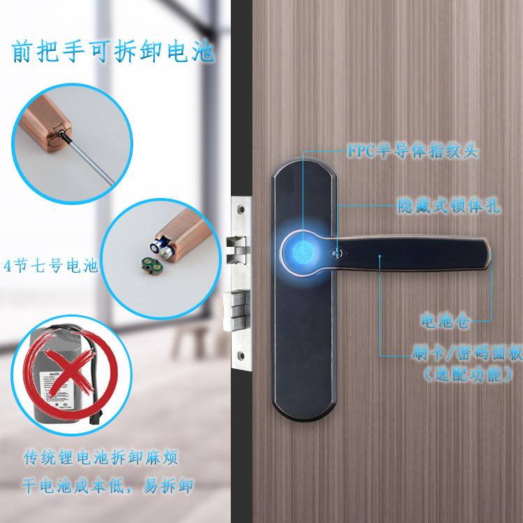 锁神木门指纹锁室内门执手锁不锈钢静音智能锁家用电子门锁