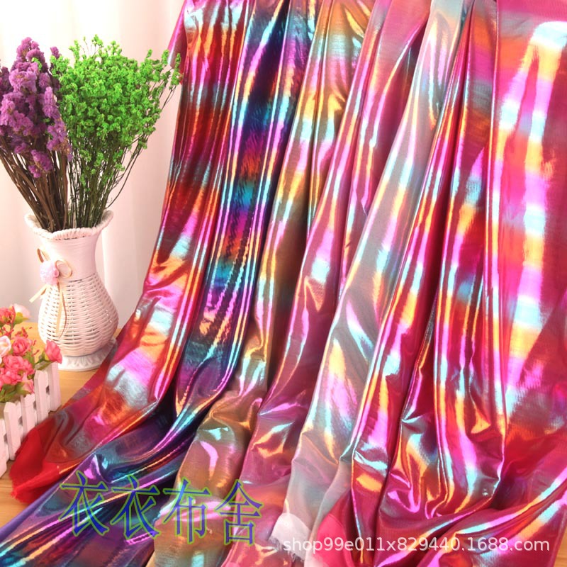 渐变烫金布料 镭射幻布料 舞台布料服装面料 闪亮装饰彩色布料