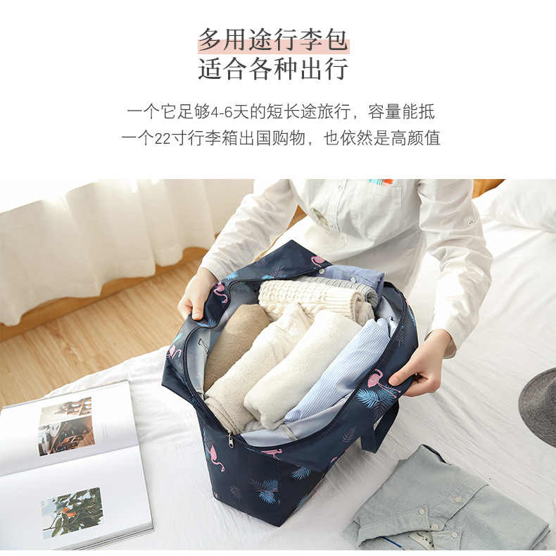 187g Weight Oxford Cloth Material Geometry Pattern Cute Style Grey, Pink, Red, Blue, Black Color Waterproof Foldable Printing Enlarged Travel Bag Wholesale Nihaojewelry 26
