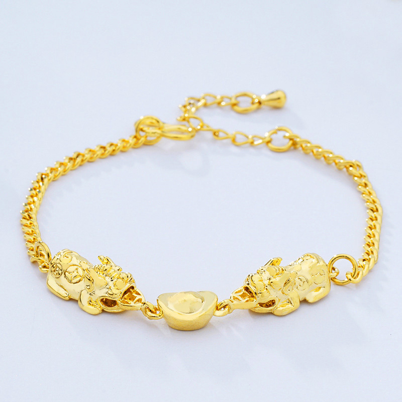Venta al por mayor Vietnam chapado en oro 24K Doble Oro pulsera simulación oro pulsera Latón chapado 24K real lingote de oro pulsera en línea