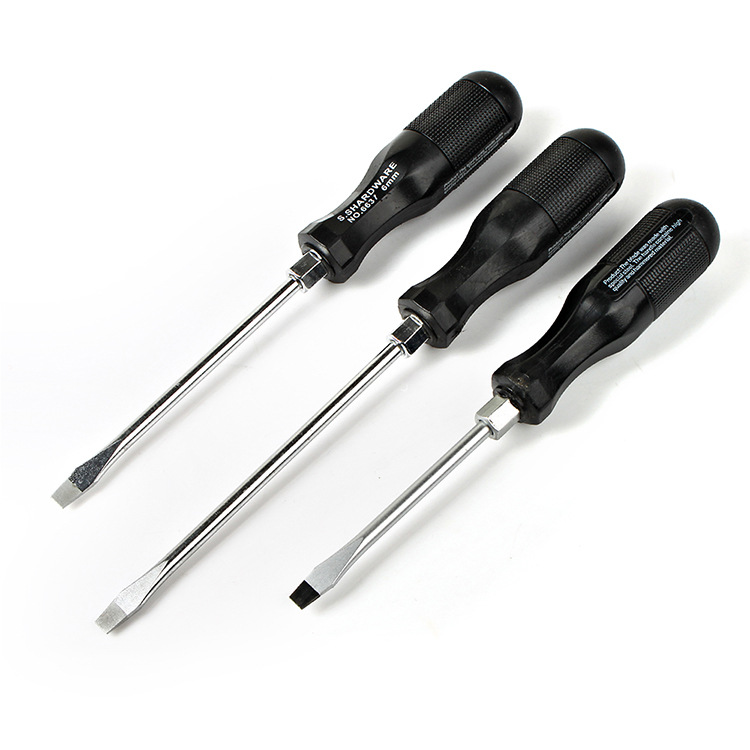 Monocromo PVC a prueba de aceite de mango destornillador hogar herramientas de reparación industrial Cruz palabra ciruela destornillador