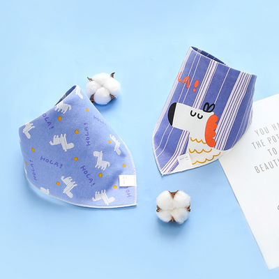 Korean Edition Cartoon baby pure cotton Saliva towel baby double-deck Having dinner Bib Snaps Bandage wholesale Manufactor