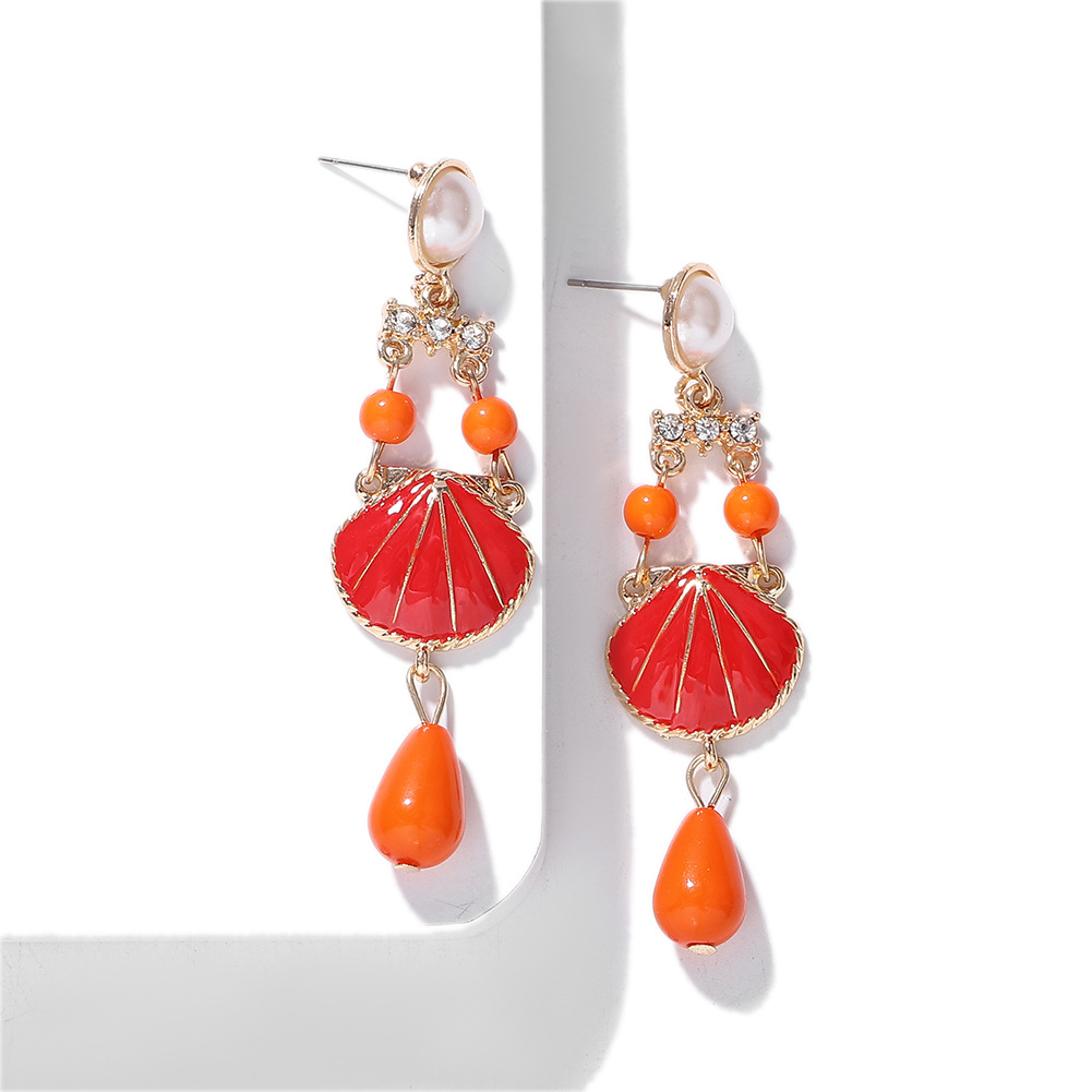 Alloy Diamond Pearl Shell Earrings Temperament Wild Jewelry display picture 5