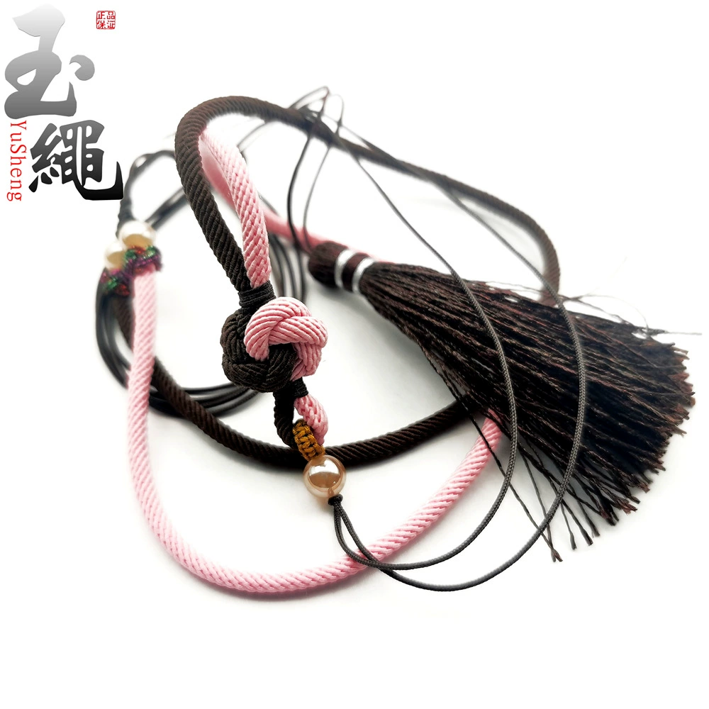 Ethnic pendant handmade, woven necklace cord wax agate with tassels, ethnic style, knit yourself