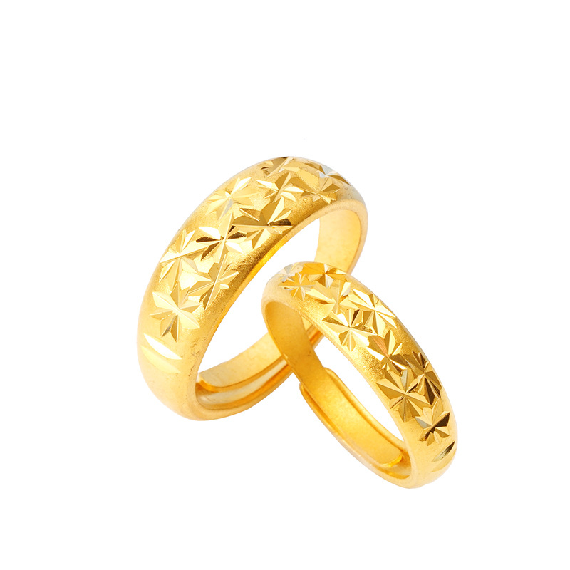 Moda Chapado en cobre 999 oro estrellado abierto anillo de hombres y mujeres venta al por mayor de suministro transfronterizo pareja anillo de oro de Vietnam