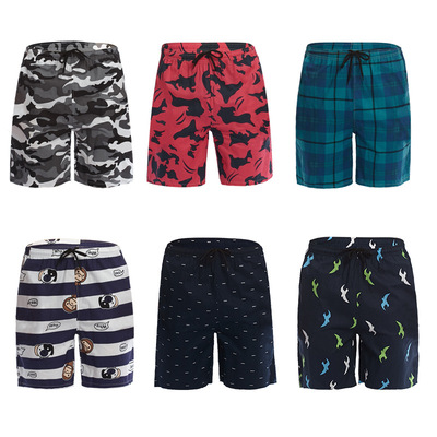 沙滩裤 男士纯棉薄夏季爆款印花速干海滩裤欧美大码休闲五分短裤