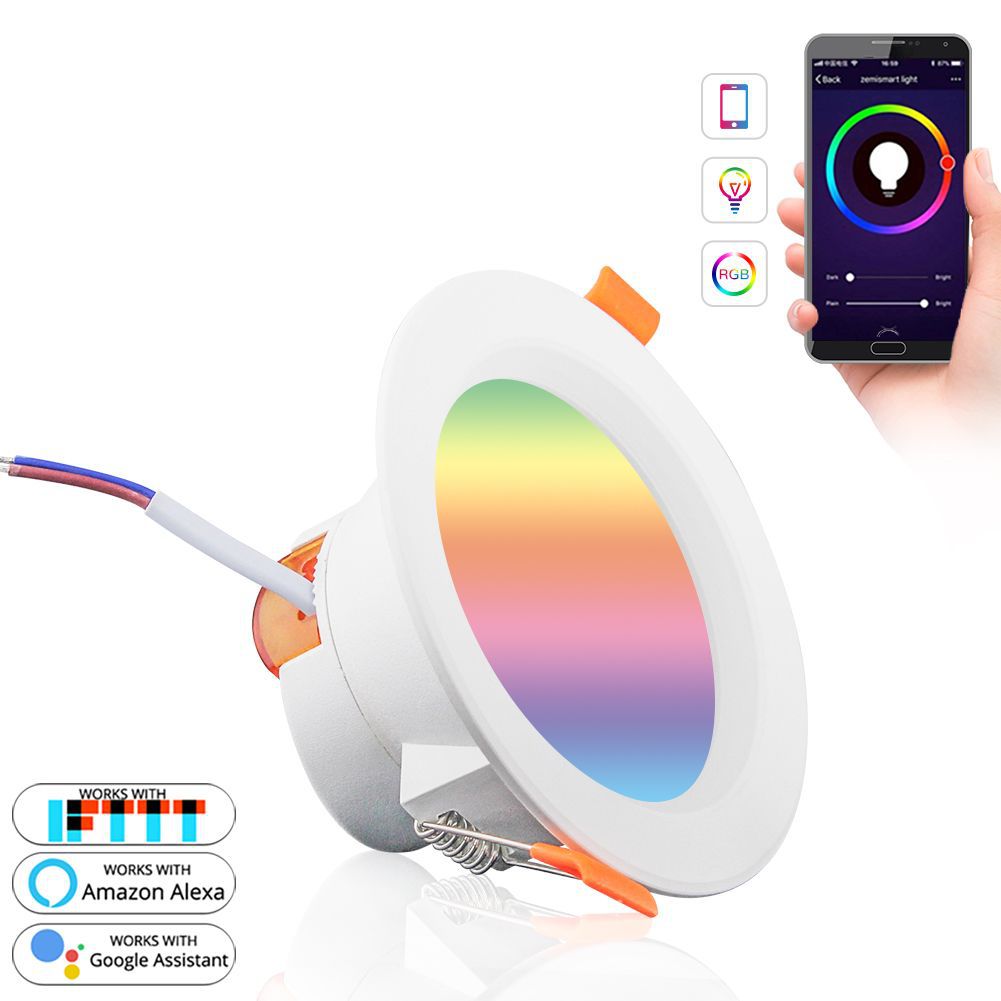 LED intelligence WiFi Down lamp 7W Smart ceiling lamp RGB +C+W docking Alexa Voice Control Dimming Color