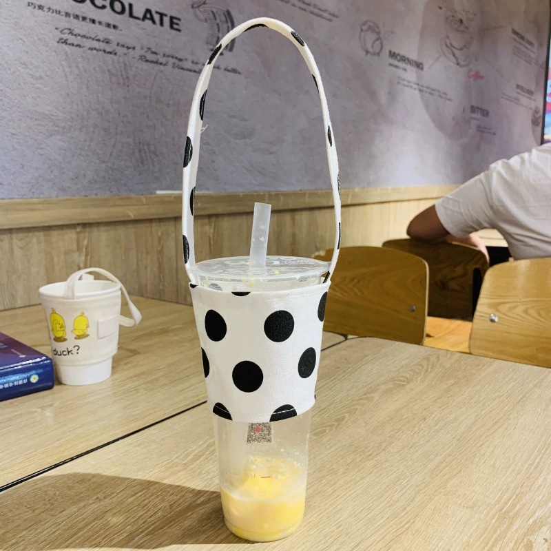 Сумка для напитков Набор чашек в горошек холщовая большая сумка круг чай с молоком кофейная сумка для рук