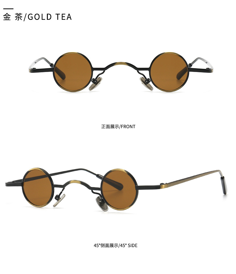 Cross-border Foreign Trade Steampunk Retro Round Narrow Lens Sunglasses display picture 1